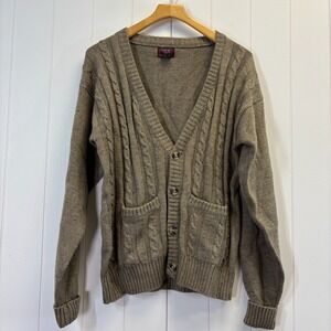 VTG Cambridge Classics Mervyns Mens Chunky Fisherman Cable Knit Cardigan Size M